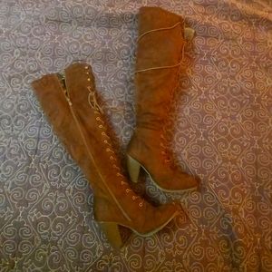 Brown Faux Suede Over the knee boots Brand New